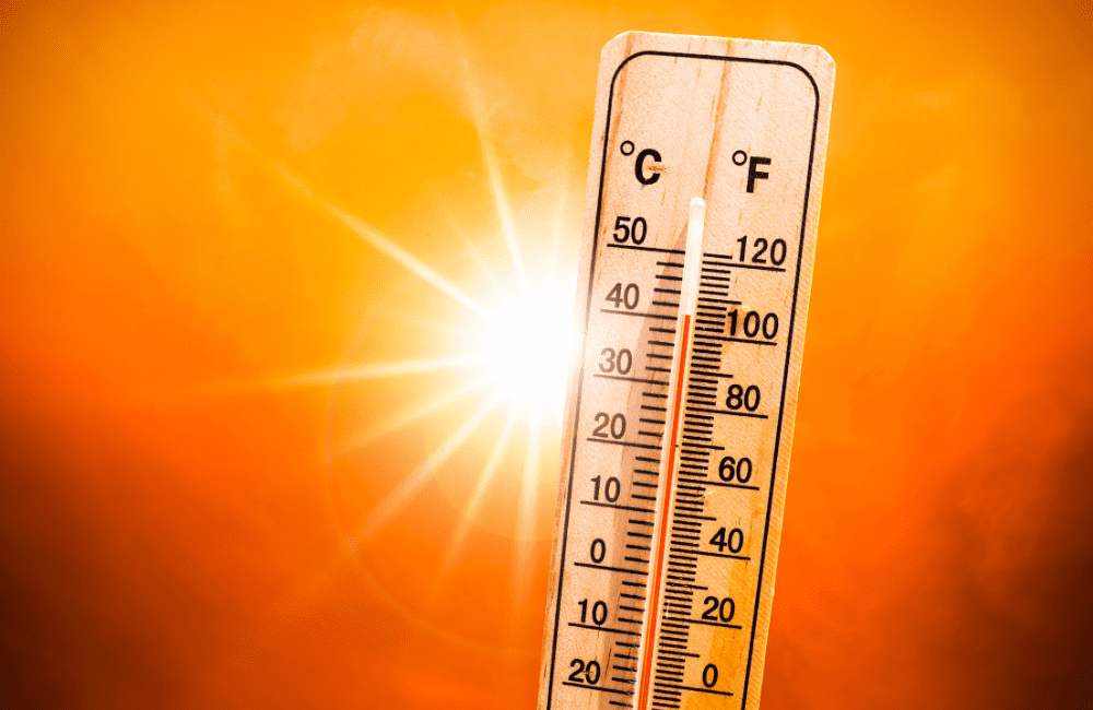 Thermometer showing it's really hot