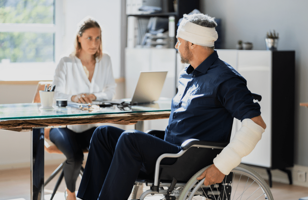 Traumatic Brain Injuries Man with head in a wrap
