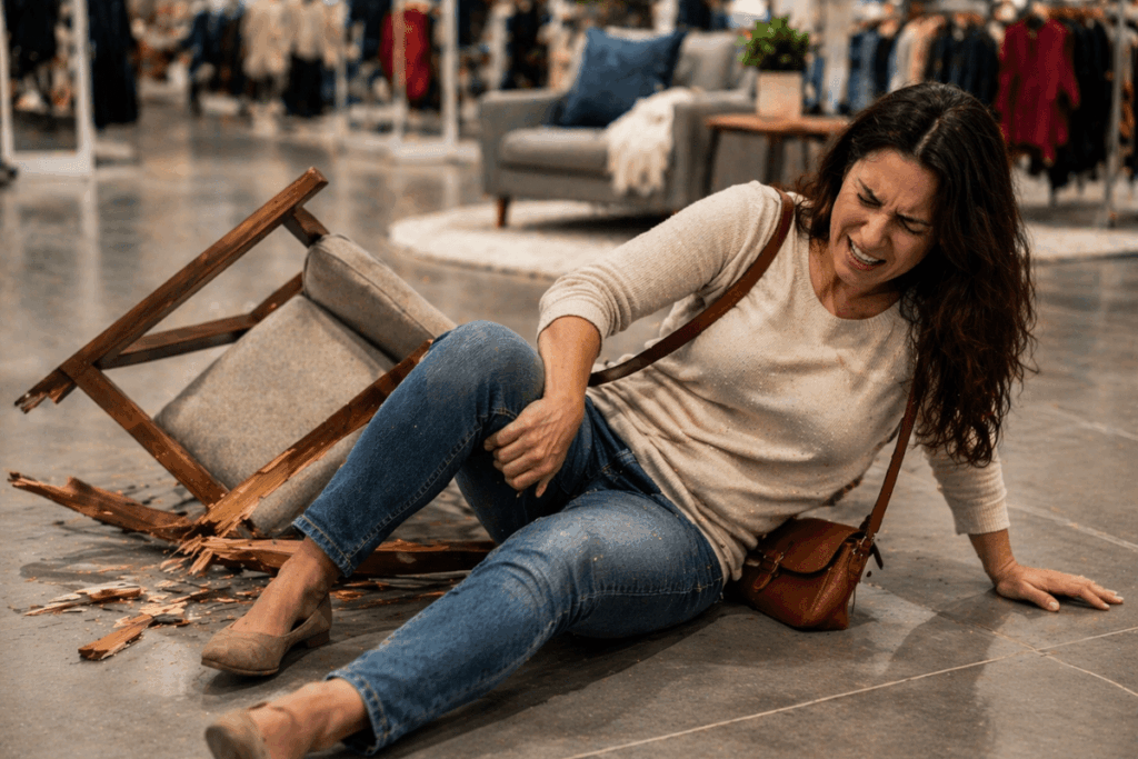 $450,000.00 settlement for injuries caused by a collapsing store display chair
